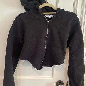 Black cropped zip up